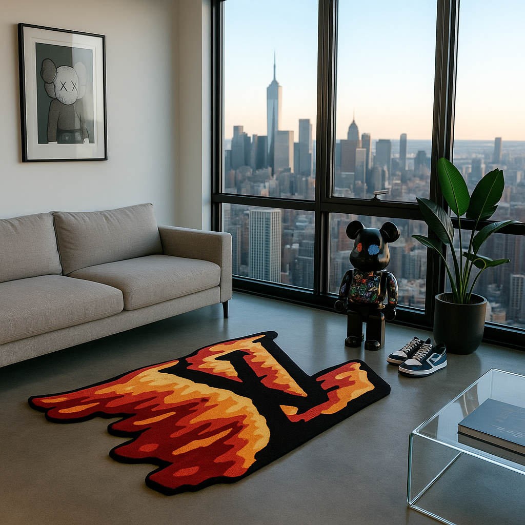 LOUIE ON FIRE RUG