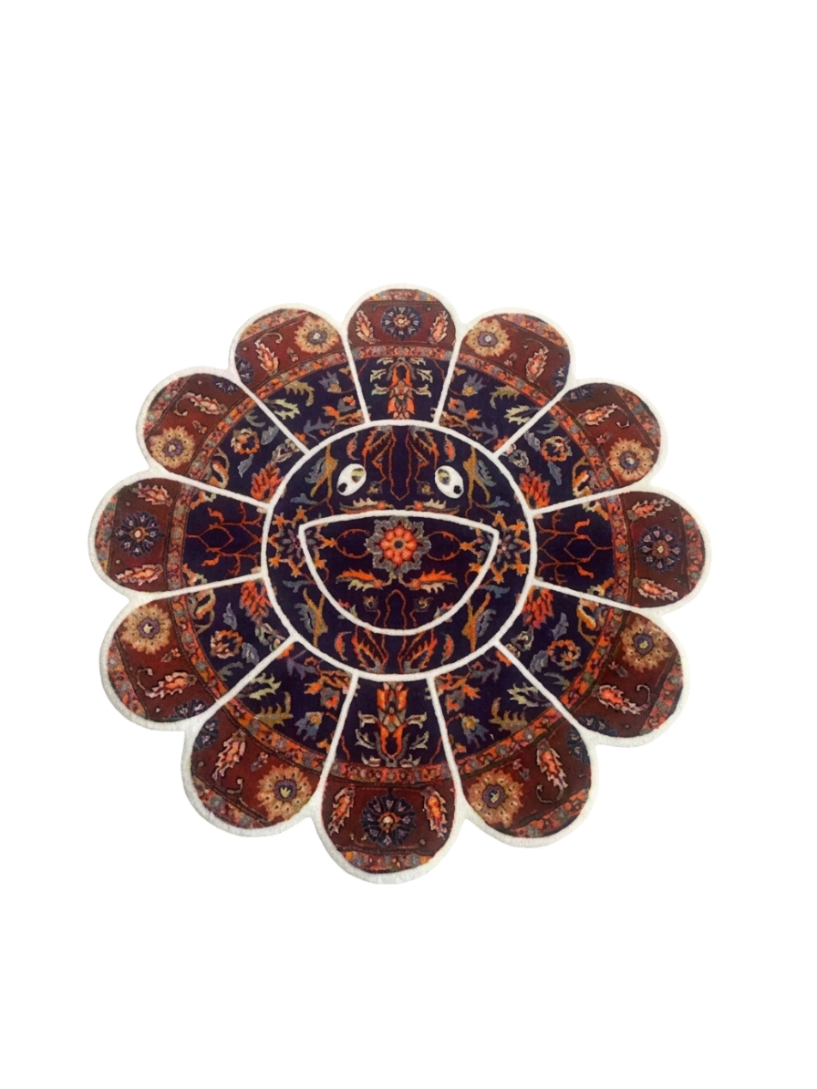 Vintage Bloom Smiley Rug - Persian pattern flower shaped wall rug