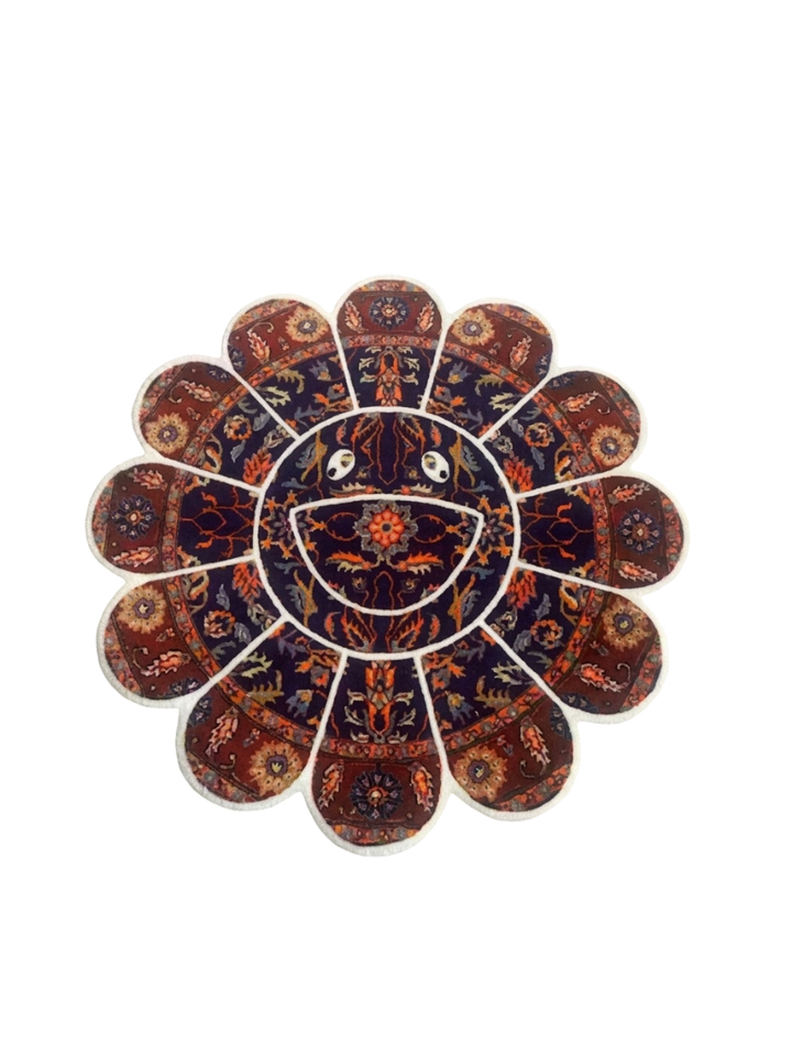 Vintage Bloom Smiley Rug - Persian pattern flower shaped wall rug