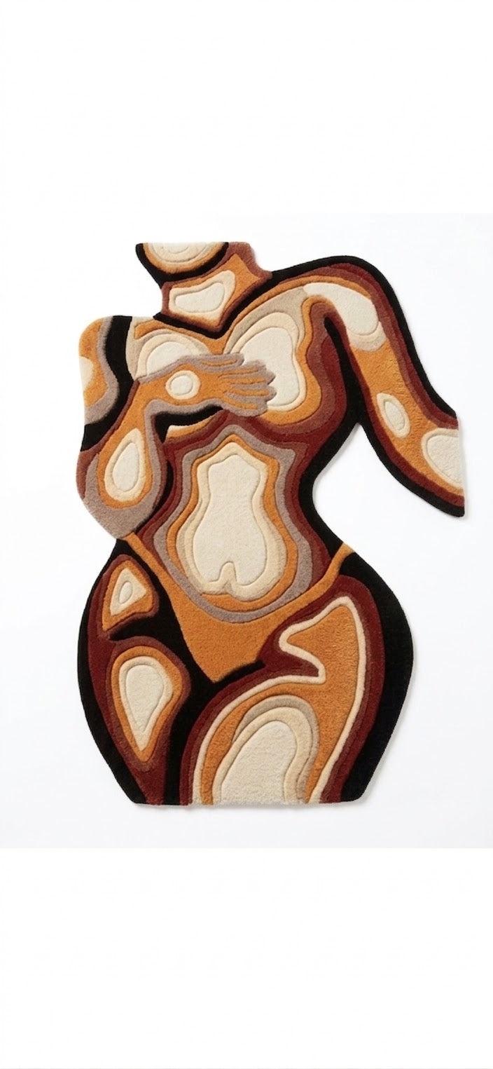 Earth Tone Figure Tufted Rug