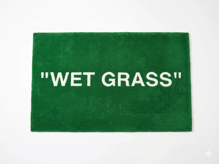 Wet Grass Rug - quote lettering green wall rug