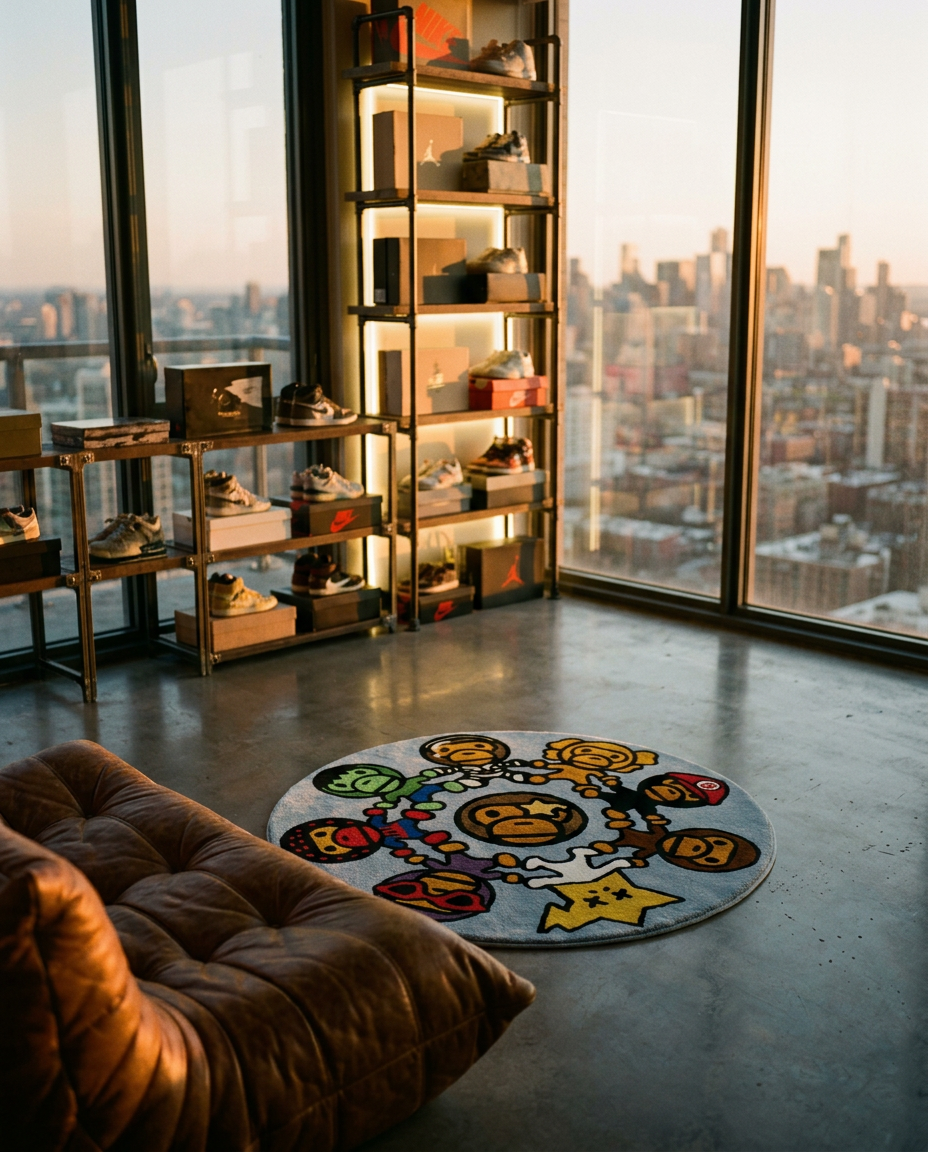 Circle Squad Rug lifestyle photo in loft living room