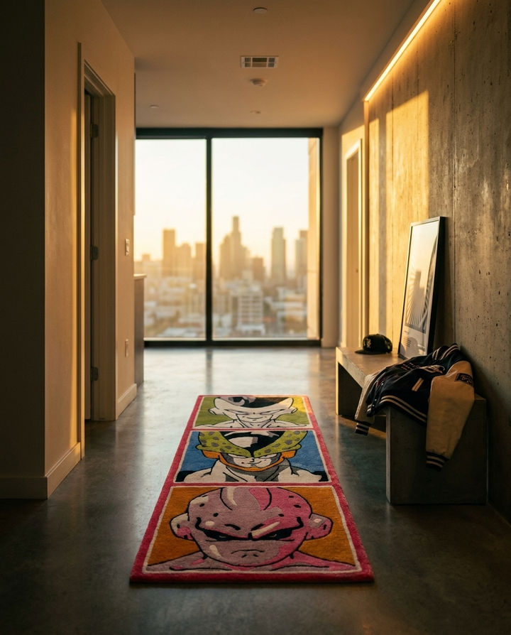 Villain Trio Strip Rug lifestyle photo in loft entryway