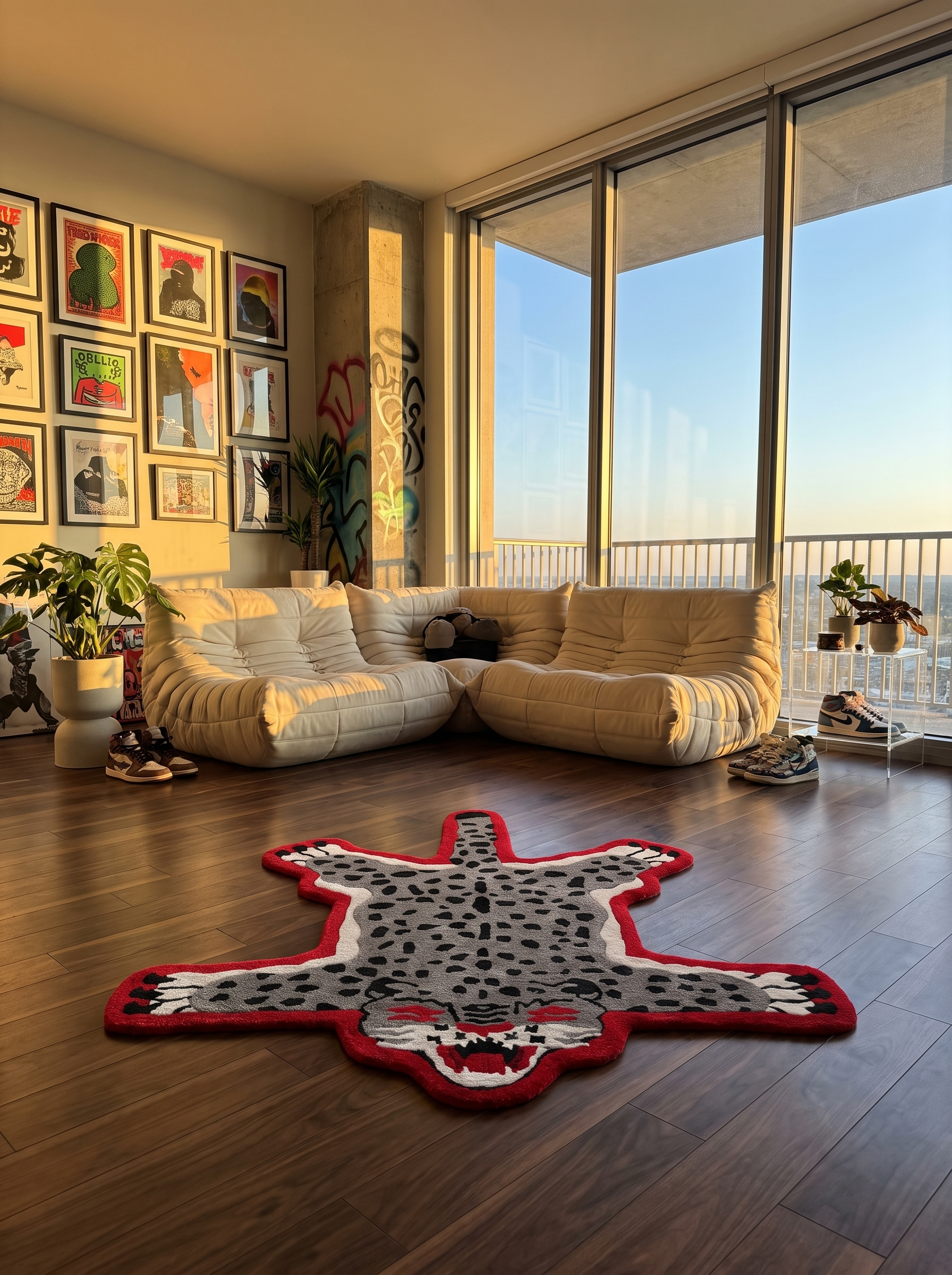 Snow Leopard Statement Rug lifestyle