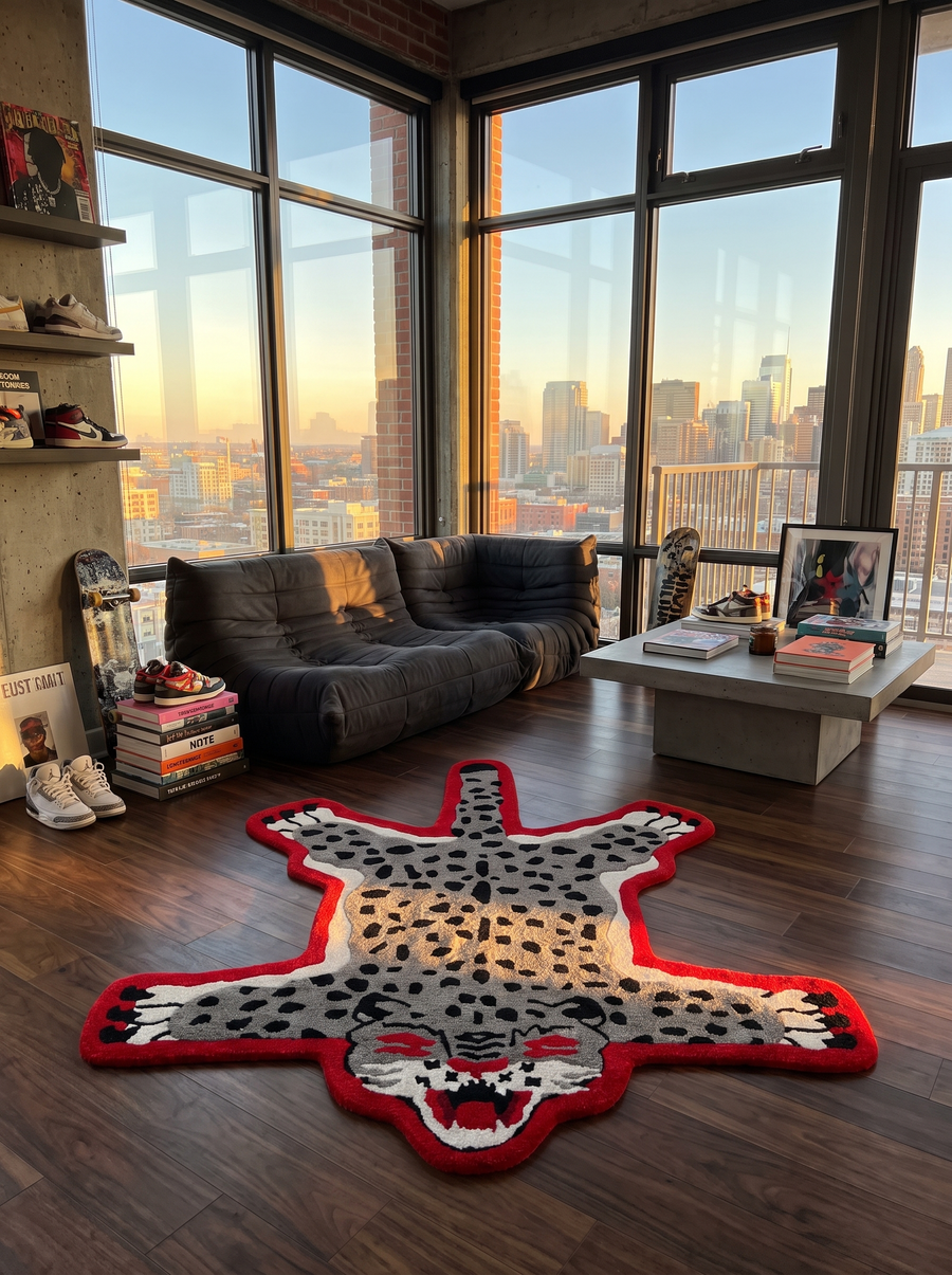 Snow Leopard Statement Rug