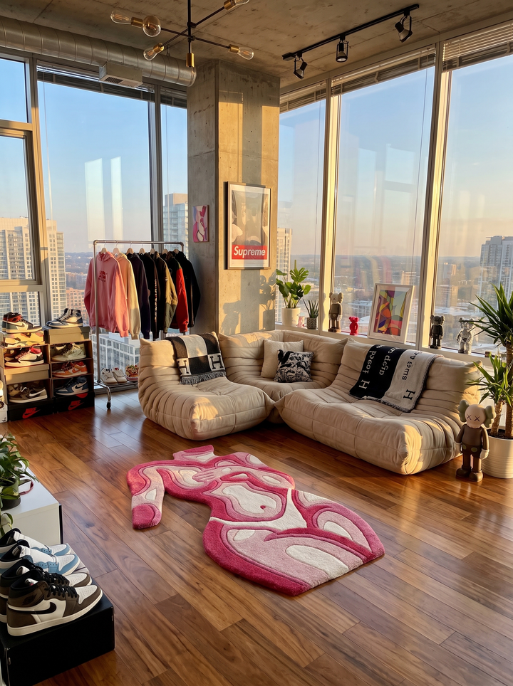 Rose Figure Tufted Rug lifestyle