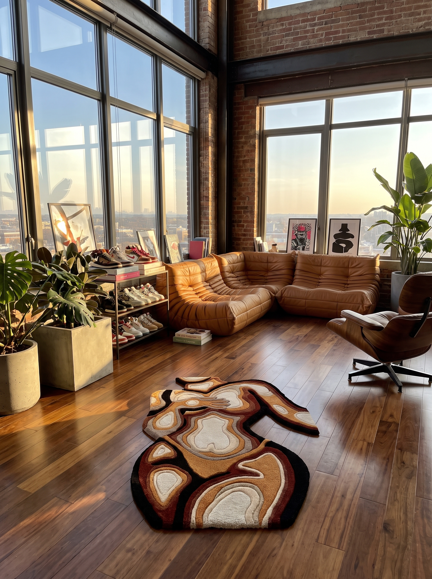 Earth Tone Figure Tufted Rug lifestyle loft