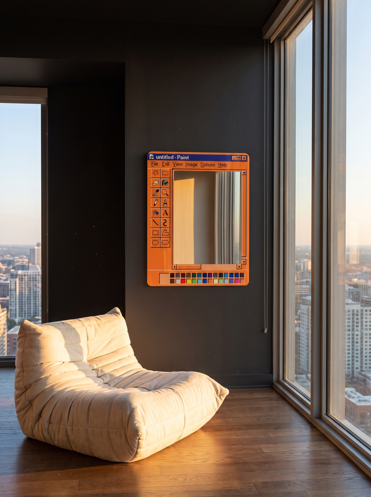 Retro Paint Me Mirror — Orange colorway lifestyle