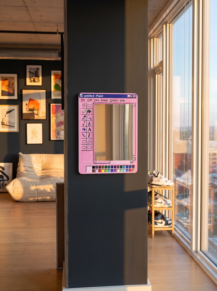 Retro Paint Me Mirror — Pink colorway lifestyle