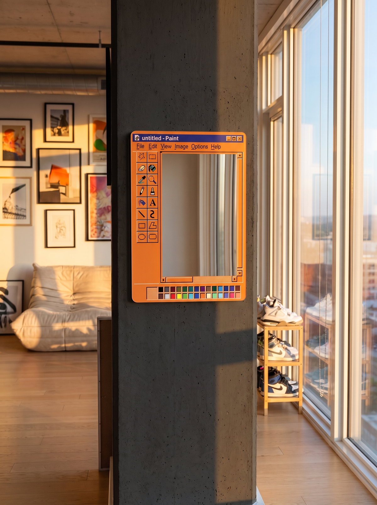 Retro Paint Me Mirror — Orange colorway lifestyle